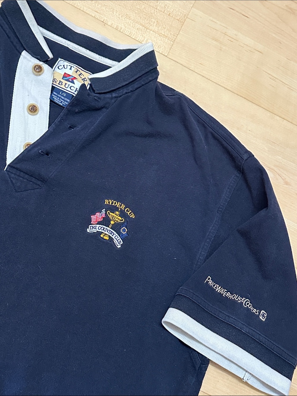 Vintage Ryder Cup Navy Short-Sleeve Rugby Golf Polo Shirt with Contrast Trim